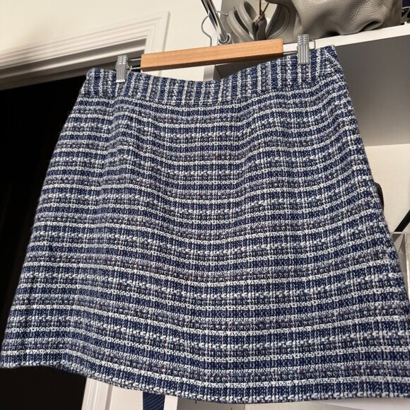 LOFT Petite Blue Tweed Zip Front Mini Skirt – Size 10P - Picture 2 of 5